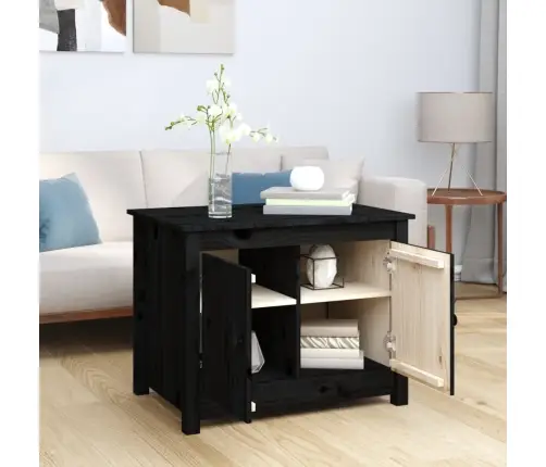 Kafijas Galdiņš, Melns, 71X49X55 Cm, Priedes Masīvkoks Vidaxl