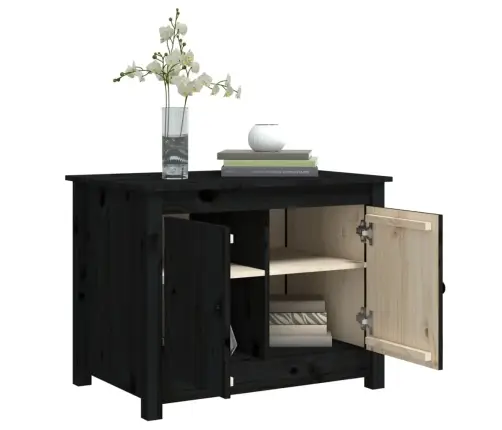 Kafijas Galdiņš, Melns, 71X49X55 Cm, Priedes Masīvkoks Vidaxl