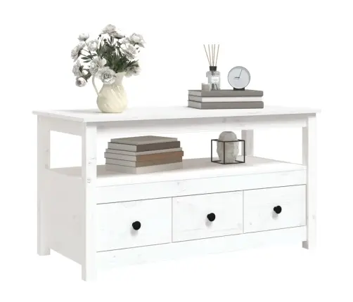 Kavos Staliukas, Baltas, 102X49X55cm Pušies Medienos Masyvas Kavos Staliukas, Baltas, 102X49X55cm Pušies Medienos Masyvas