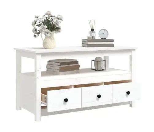 Kavos Staliukas, Baltas, 102X49X55cm Pušies Medienos Masyvas Kavos Staliukas, Baltas, 102X49X55cm Pušies Medienos Masyvas