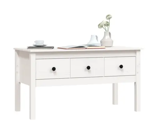 Kafijas Galdiņš, Balts, 102X49X55 Cm, Priedes Masīvkoks Vidaxl