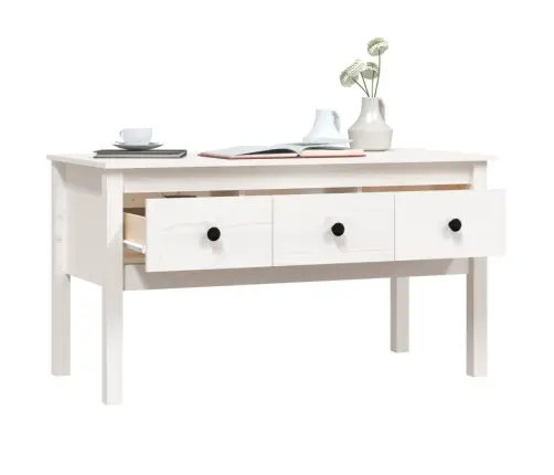 Kafijas Galdiņš, Balts, 102X49X55 Cm, Priedes Masīvkoks Vidaxl