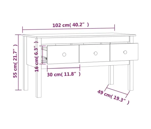 Kafijas Galdiņš, Balts, 102X49X55 Cm, Priedes Masīvkoks Vidaxl
