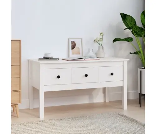 Kafijas Galdiņš, Balts, 102X49X55 Cm, Priedes Masīvkoks Vidaxl