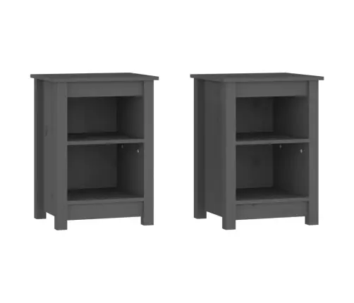 Naktsgaldiņi, 2 Gab., Pelēki, 40X35X55 Cm, Priedes Masīvkoks Vidaxl