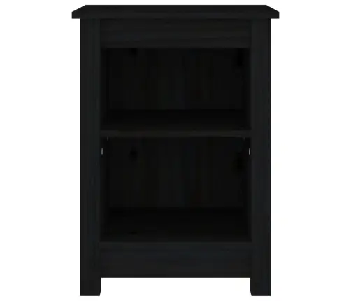 Naktinė Spintelė, Juoda, 40X35X55cm Pušies Medienos Masyvas