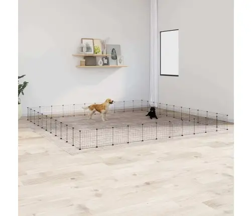 44 Paneļu Mājdzīvnieku Būris Ar Durvīm, Melns, 35X35Cm, Tērauds Vidaxl