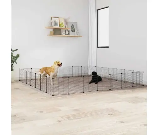 28 Paneļu Mājdzīvnieku Būris Ar Durvīm, Melns, 35X35Cm, Tērauds Vidaxl