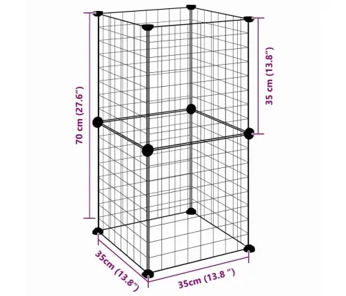 8 Paneļu Mājdzīvnieku Būris, Melns, 35X35 Cm, Tērauds Vidaxl