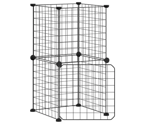 8 Paneļu Mājdzīvnieku Būris Ar Durvīm, Melns, 35X35 Cm, Tērauds Vidaxl