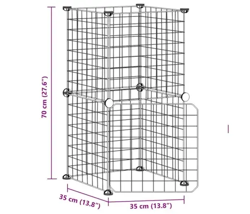 8 Paneļu Mājdzīvnieku Būris Ar Durvīm, Melns, 35X35 Cm, Tērauds Vidaxl