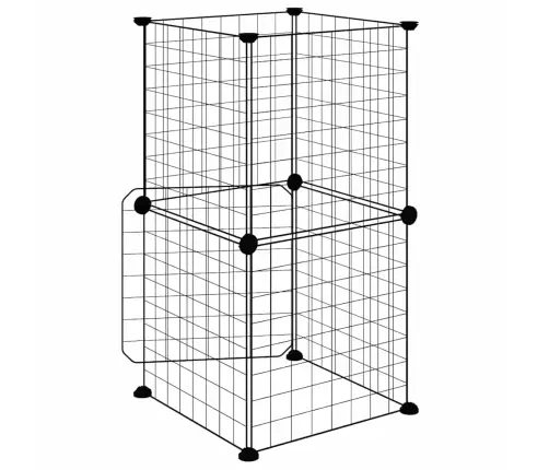 8 Paneļu Mājdzīvnieku Būris Ar Durvīm, Melns, 35X35 Cm, Tērauds Vidaxl