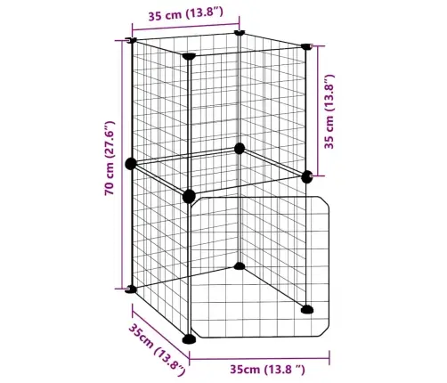 8 Paneļu Mājdzīvnieku Būris Ar Durvīm, Melns, 35X35 Cm, Tērauds Vidaxl
