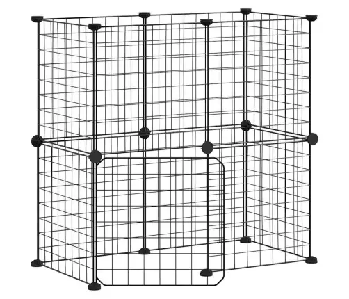 12-Paneeliga Lemmiklooma Aedik Uksega, Must, 35 X 35 cm Teras