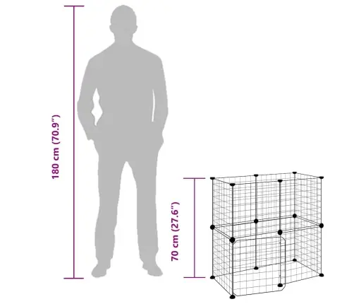 Augintinių Narvas, 12 Segmentų, Juodas, 35X35cm Plienas