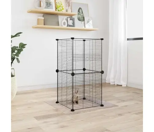 8 Paneļu Mājdzīvnieku Būris, Melns, 35X35 Cm, Tērauds Vidaxl