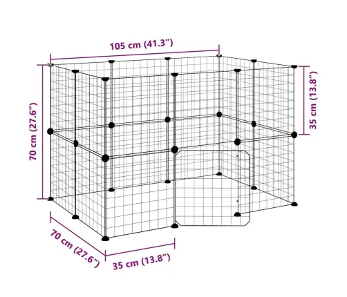 20 Paneļu Mājdzīvnieku Būris\, Melns, 35X35 Cm, Tērauds Vidaxl