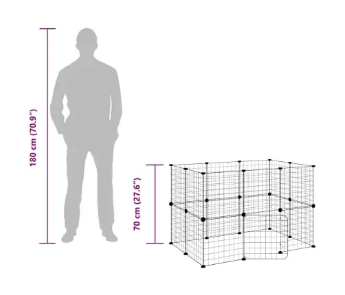 20 Paneļu Mājdzīvnieku Būris\, Melns, 35X35 Cm, Tērauds Vidaxl