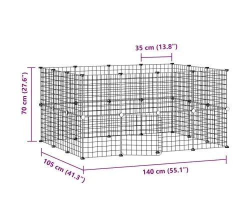 28 Paneļu Mājdzīvnieku Būris Ar Durvīm, Melns, 35X35Cm, Tērauds Vidaxl
