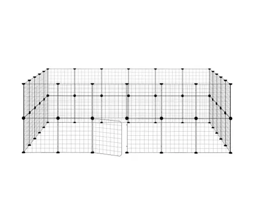 44 Paneļu Mājdzīvnieku Būris Ar Durvīm, Melns, 35X35Cm, Tērauds Vidaxl