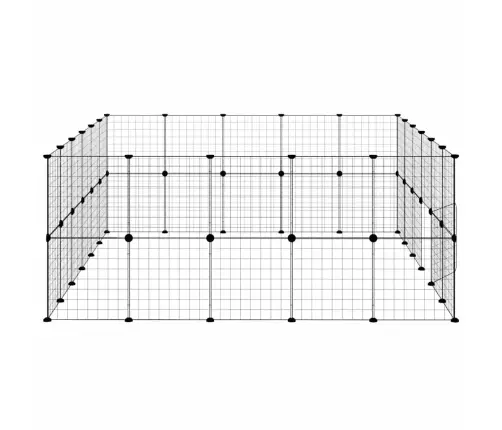 44 Paneļu Mājdzīvnieku Būris Ar Durvīm, Melns, 35X35Cm, Tērauds Vidaxl