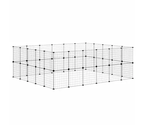 44 Paneļu Mājdzīvnieku Būris Ar Durvīm, Melns, 35X35Cm, Tērauds Vidaxl