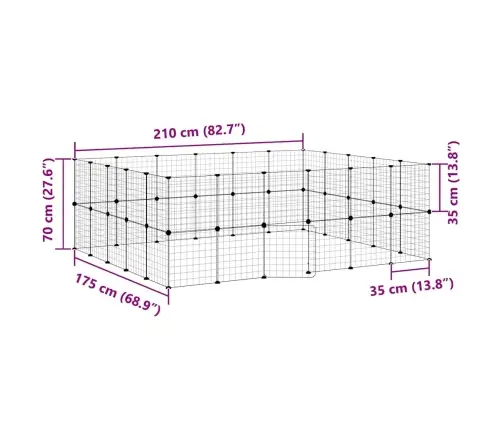 44 Paneļu Mājdzīvnieku Būris Ar Durvīm, Melns, 35X35Cm, Tērauds Vidaxl