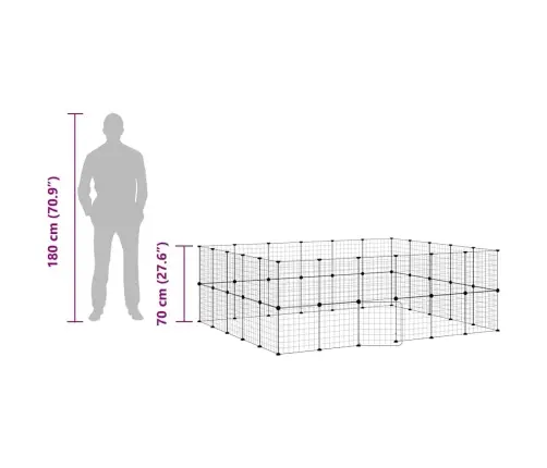 44 Paneļu Mājdzīvnieku Būris Ar Durvīm, Melns, 35X35Cm, Tērauds Vidaxl