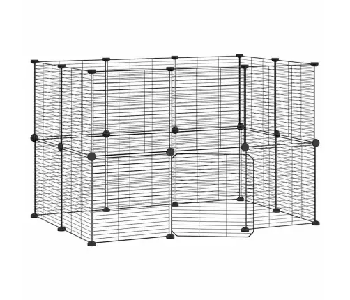 20 Paneļu Mājdzīvnieku Būris Ar Durvīm, Melns, 35X35Cm, Tērauds Vidaxl