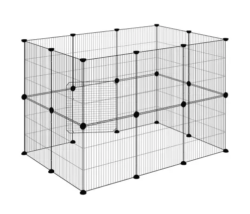 20 Paneļu Mājdzīvnieku Būris Ar Durvīm, Melns, 35X35Cm, Tērauds Vidaxl