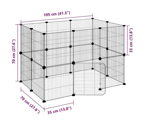 20 Paneļu Mājdzīvnieku Būris Ar Durvīm, Melns, 35X35Cm, Tērauds Vidaxl