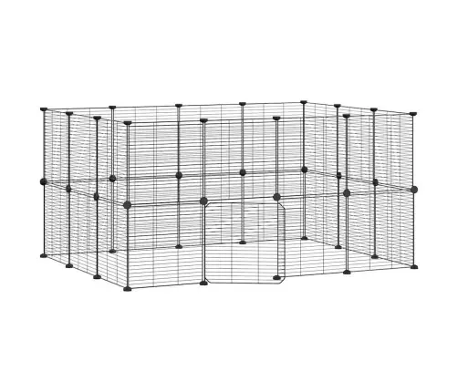 28 Paneļu Mājdzīvnieku Būris Ar Durvīm, Melns, 35X35Cm, Tērauds Vidaxl