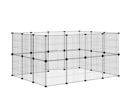 28 Paneļu Mājdzīvnieku Būris Ar Durvīm, Melns, 35X35Cm, Tērauds Vidaxl