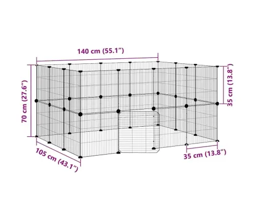 28 Paneļu Mājdzīvnieku Būris Ar Durvīm, Melns, 35X35Cm, Tērauds Vidaxl