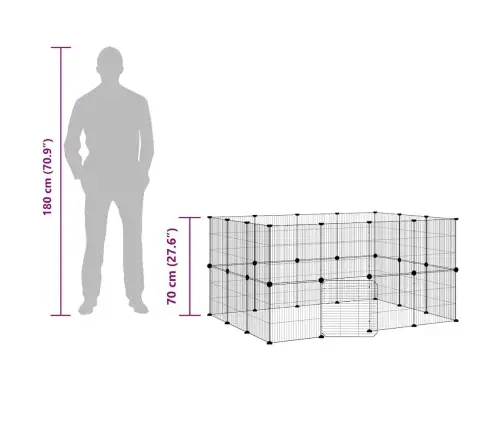 28 Paneļu Mājdzīvnieku Būris Ar Durvīm, Melns, 35X35Cm, Tērauds Vidaxl