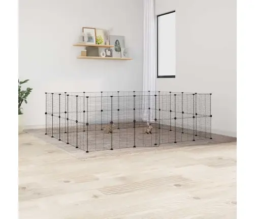 44 Paneeliga Lemmiklooma Aedik Uksega, Must, 35 X 35 cm Teras