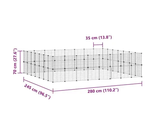 60 Paneļu Mājdzīvnieku Būris Ar Durvīm, Melns, 35X35Cm, Tērauds Vidaxl