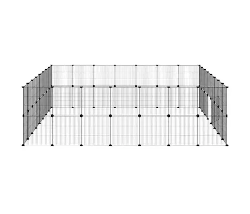 60 Paneļu Mājdzīvnieku Būris Ar Durvīm, Melns, 35X35Cm, Tērauds Vidaxl