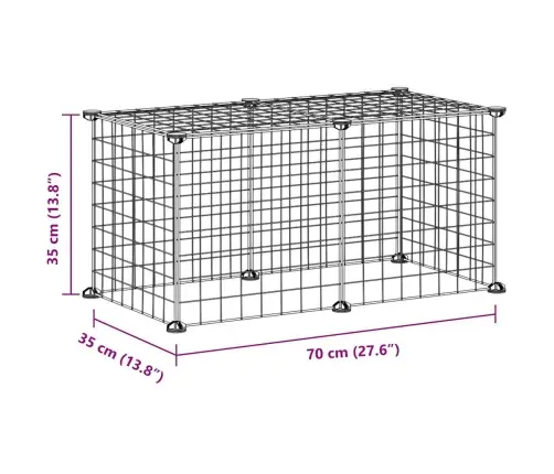 Augintinių Narvas, 8 Segmentai, Juodas, 35X35cm Plienas