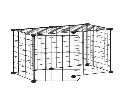 8 Paneļu Mājdzīvnieku Būris Ar Durvīm, Melns, 35X35 Cm, Tērauds Vidaxl