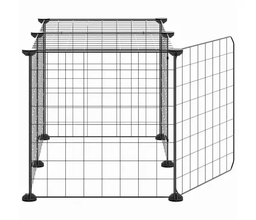8 Paneļu Mājdzīvnieku Būris Ar Durvīm, Melns, 35X35 Cm, Tērauds Vidaxl