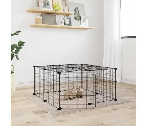 12 Paneļu Mājdzīvnieku Būris, Melns, 35X35 Cm, Tērauds Vidaxl