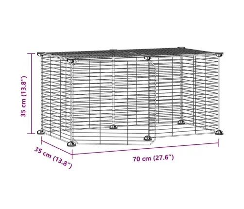 8 Paneļu Mājdzīvnieku Būris Ar Durvīm, Melns, 35X35 Cm, Tērauds Vidaxl