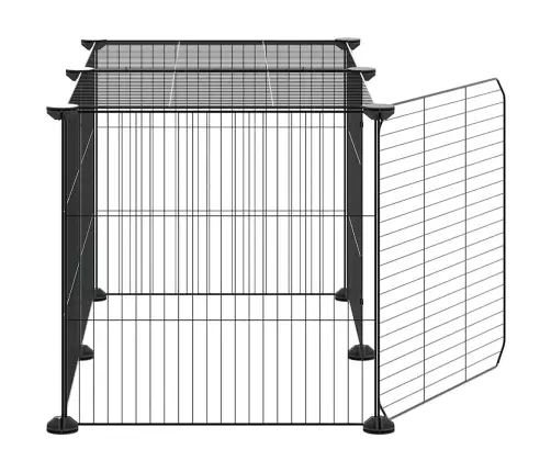 8 Paneļu Mājdzīvnieku Būris Ar Durvīm, Melns, 35X35 Cm, Tērauds Vidaxl