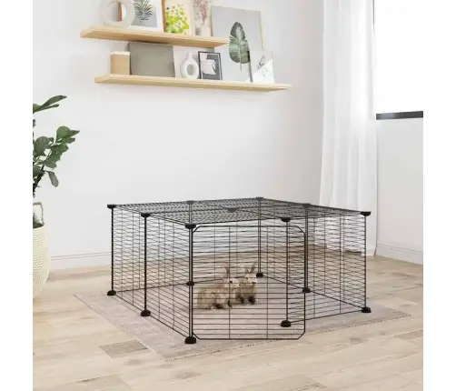 12 Paneļu Mājdzīvnieku Būris, Melns, 35X35 Cm, Tērauds Vidaxl