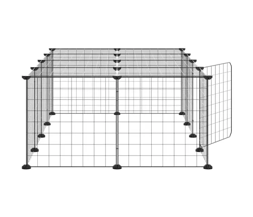 20 Paneļu Mājdzīvnieku Būris Ar Durvīm, Melns, 35X35Cm, Tērauds Vidaxl