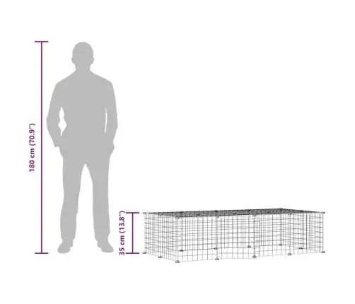 20 Paneļu Mājdzīvnieku Būris Ar Durvīm, Melns, 35X35Cm, Tērauds Vidaxl