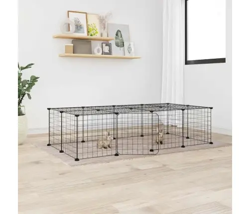 20 Paneļu Mājdzīvnieku Būris Ar Durvīm, Melns, 35X35Cm, Tērauds Vidaxl