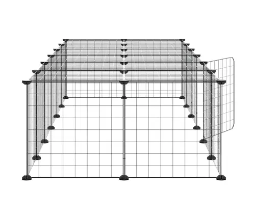 28 Paneļu Mājdzīvnieku Būris Ar Durvīm, Melns, 35X35Cm, Tērauds Vidaxl