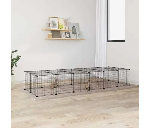 28 Paneļu Mājdzīvnieku Būris Ar Durvīm, Melns, 35X35Cm, Tērauds Vidaxl